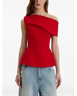 MOOS STUDIO Haut Edit À Épaules Dénudées Et À Basque - Rouge
