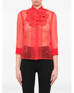 Givenchy Sheer Frill Fitted Shirt - Red