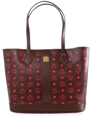 MCM Medium New Liz Visetos Monogram Tote Bag - Red