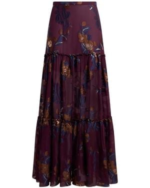 Etro Silk-Blend Jacquard Maxi Skirt With Fil Coupé Flowers - Purple