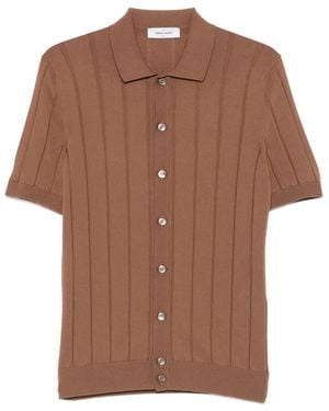 Gran Sasso Ribbed-Knit Short-Sleeve Shirt - Brown