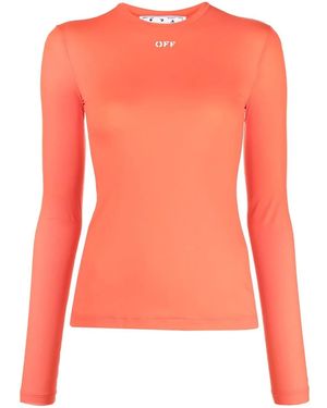 Off-White c/o Virgil Abloh Logo-Print Long-Sleeve Top - Pink