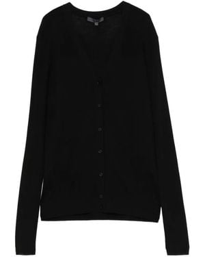 Tibi Feather Weight Ribbed Cardigan - Black
