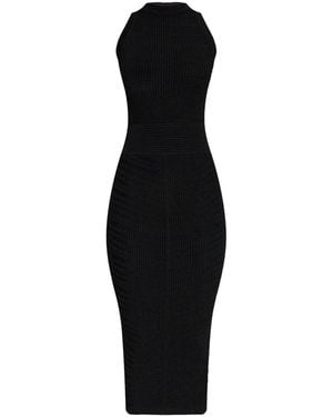 Balmain Ribbed Bodycon Midi Dress - Black