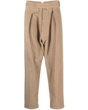 Moschino Pleat-Detail Cotton Straight Trousers - Natural