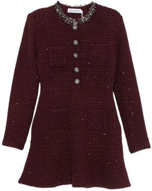 Self-Portrait Embellished Boucle Mini Dress - Purple