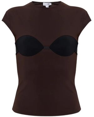 MM6 by Maison Margiela Bra-Overlay T-Shirt - Black