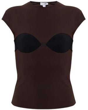 MM6 by Maison Margiela Bra-Overlay T-Shirt - Black
