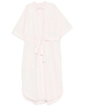 Casey Casey Vestido Camisero Con Botones Y Cinturón - Blanco