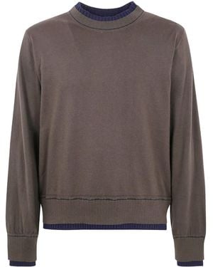 Sacai Cotton-Cashmere Blend Sweater With Trim Accents - Brown