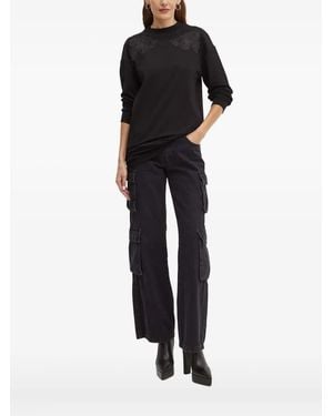 Silvian Heach Lace-Embellished Long-Sleeve Sweatshirt - Black