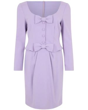 Moschino Bow-Detail Peplum-Waist Mini Dress - Purple
