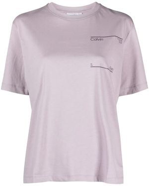 Calvin Klein T-Shirt En Coton À Logo Imprimé - Purple