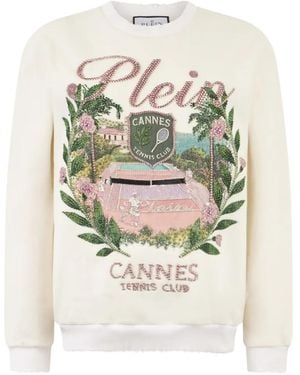 Philipp Plein Rhinestoned Patch Sweatshirt - White