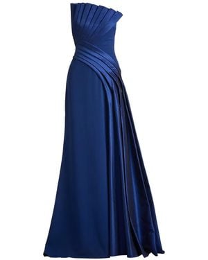 Tadashi Shoji Pleated Strapless Maxi Dress - Blue
