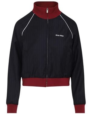 Miu Miu Pinstripe Wool Jacket - Blue