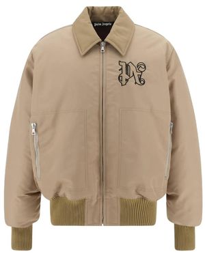 Palm Angels Chaqueta Bómber Con Logo Bordado - Neutro