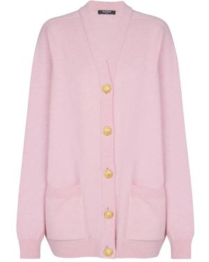 Balmain Cashmere-Virgin Wool Cardigan - Pink