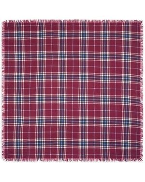Bompard Tartan Fringed Scarf - Purple