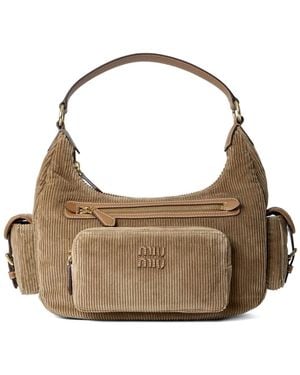 Miu Miu Corduroy Compartments Shoulder Bag - Metallic