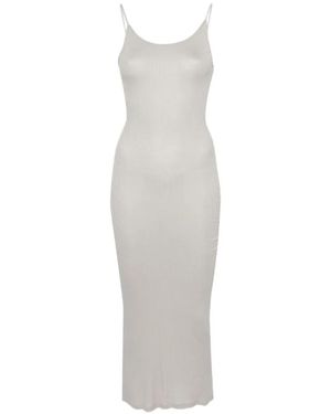 Majestic Filatures Ribbed-Knit Scoop-Neck Maxi Dress - White