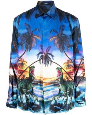 Philipp Plein Hawaii Printed Shirt - Blue