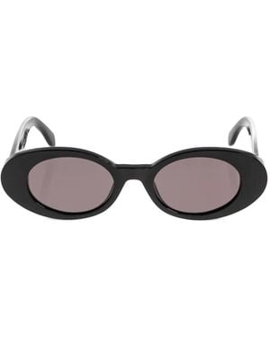 Palm Angels Logo-Print Round-Frame Sunglasses - Black