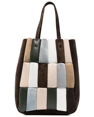 KHAITE Zoe Patchwork Suede Tote Bag - Black