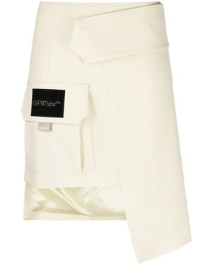 Off-White c/o Virgil Abloh Asymmetric Wool Mini Skirt - Natural