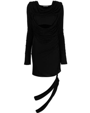 ANDREADAMO Asymmetric Draped Cut-Out Dress - Black