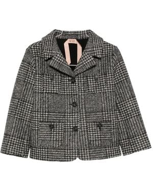 N°21 Check-Pattern Notched-Lapels Jacket - Black