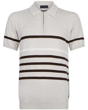 Liu Jo Striped Silk-Blend Polo Shirt - White