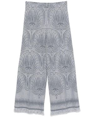 Circus Hotel Patterned Frayed Trousers - Grey
