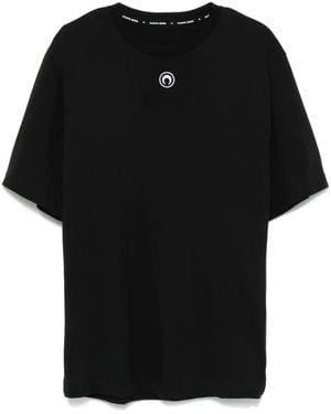 Marine Serre T-Shirt Mit Mond-Logo - Schwarz
