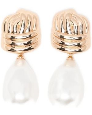 Self-Portrait Pear-Drop Earrings - White
