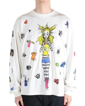 HELLSTAR Down The Paradise Path Graphic-Print Long-Sleeve Sweater - Gray