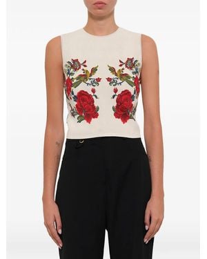 McQueen Floral-Embroidered Top