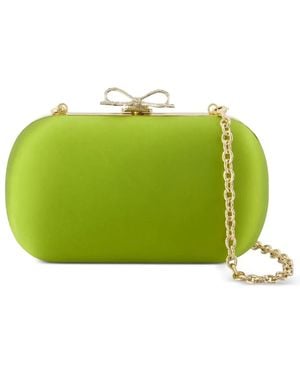 Self-Portrait Bow-Detail Clutch Bag - Green