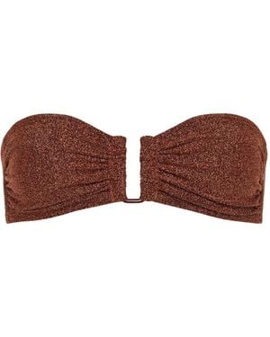 Eres Flamboyant Ruched Bandeau Bikini Top - Brown