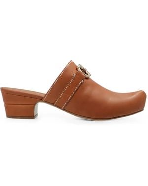 Ferragamo Phobos Gancini Mules - Brown