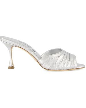 Manolo Blahnik Mules Pirua Con Tacón - Blanco
