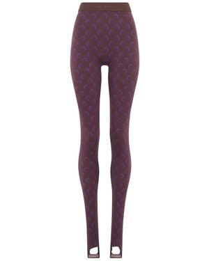 Marine Serre Jersey Legging Met Maanprint - Paars