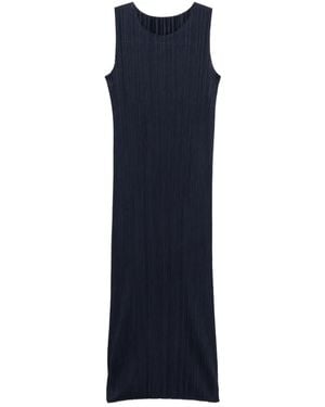 Pleats Please Issey Miyake Pleated Sleeveless Midi Dress - Blue