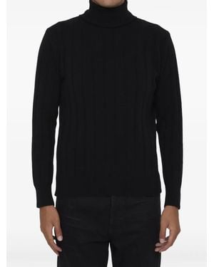 Lardini Ribbed-Knit Turtleneck Jumper - Black