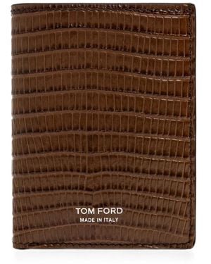 Tom Ford Crocodile-Effect Leather Wallet - Brown