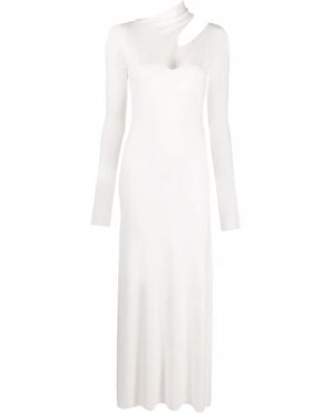 MANURI Cut-Out Detail Long-Sleeve Dress - White