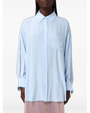 Fabiana Filippi Embellished Crêpe De Chine Shirt - Blue