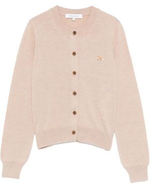 Maison Kitsuné Cardigan Mit Rundem Ausschnitt - Natur
