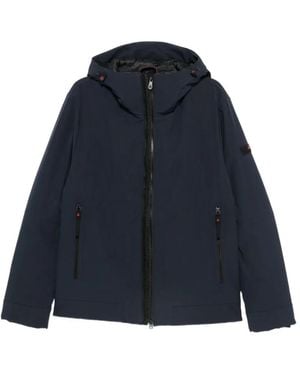 Peuterey Hooded Logo-Patch Jacket - Blue