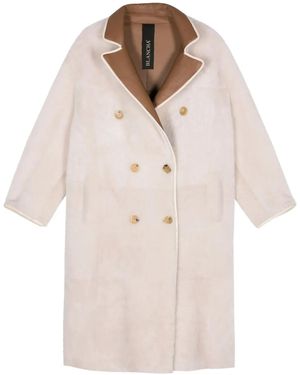 Blancha Double-Breasted Reversible Coat - Natural